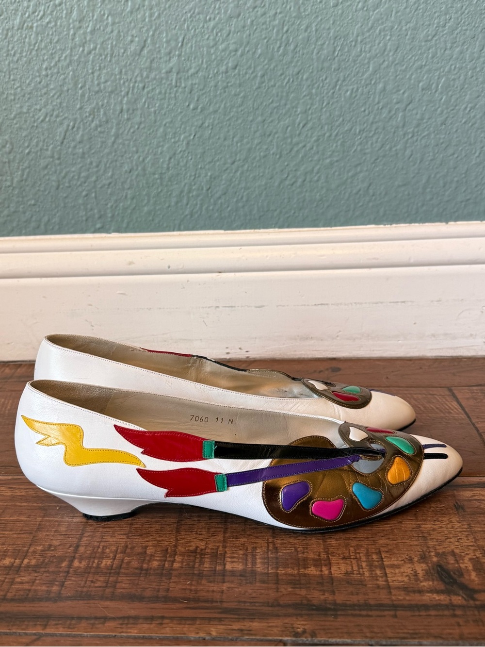Vintage Margaret Jerrold Artist Palette Paint Brush Leather Kitten Heels Sz 11
